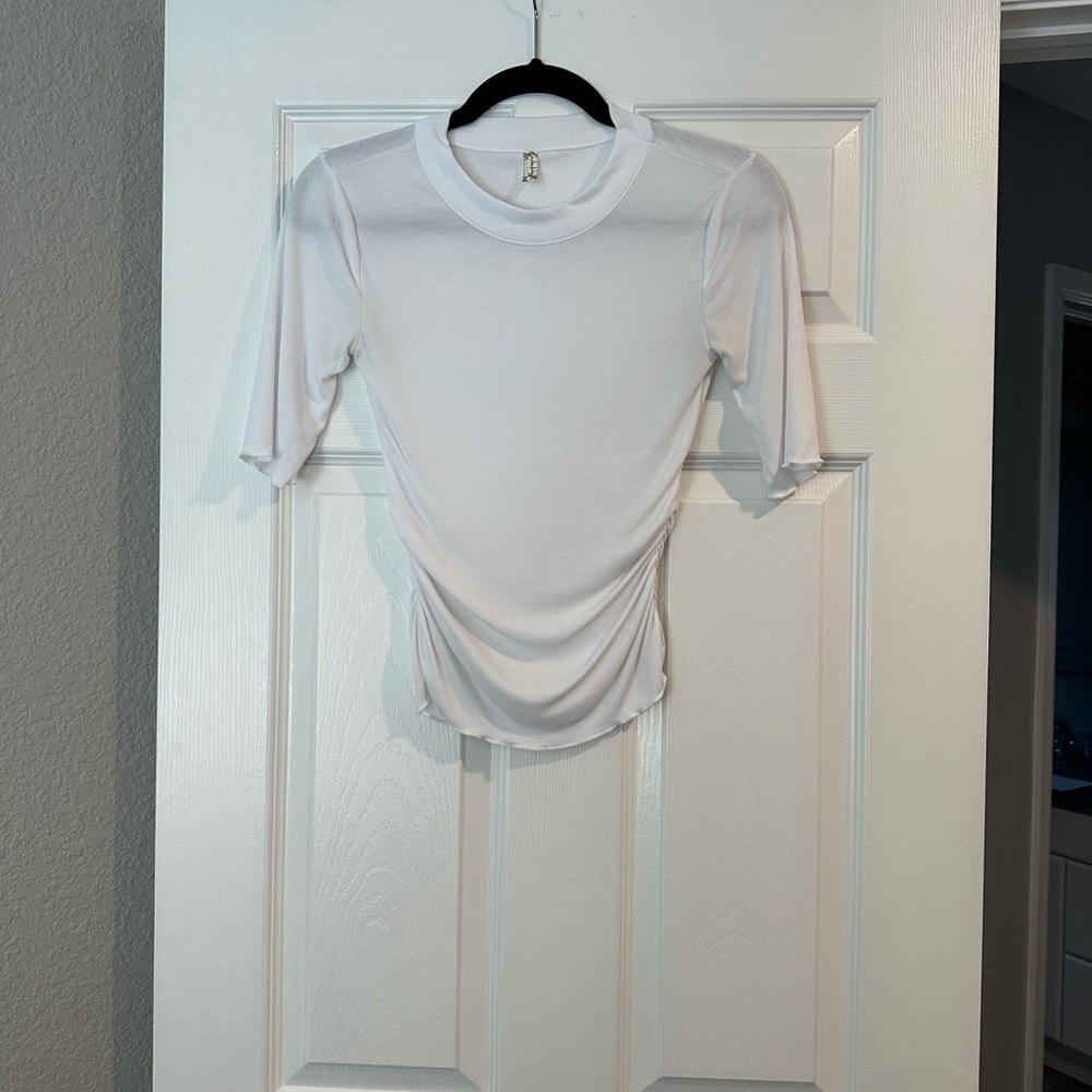 Free People White Short Sleeve Tee